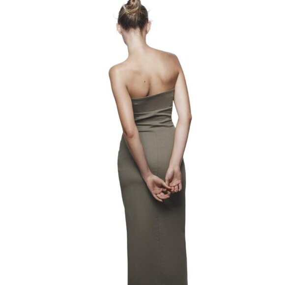 ZARA DRAPED MIDI DRESS  Khaki SIZE XS | 2298/155 - Picture 3 of 4